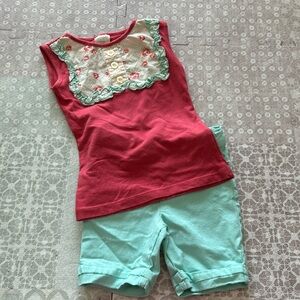 Persnickety/Gymboree floral/teal outfit - size 5